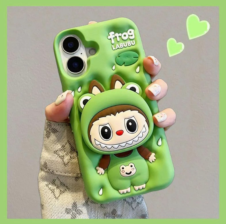 Labubu 3D BEE Cartoon Stretch Bracket Case For iPhone