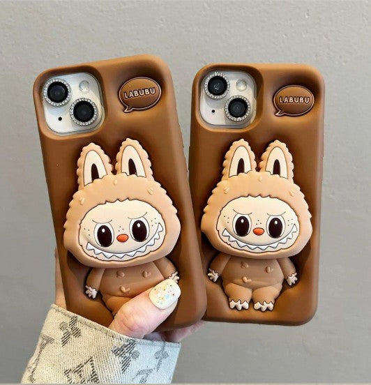 Labubu 3D BEE Cartoon Stretch Bracket Case For iPhone