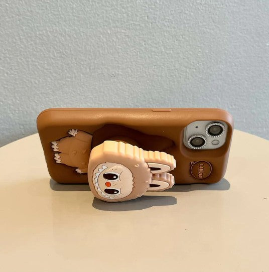 Labubu 3D BEE Cartoon Stretch Bracket Case For iPhone