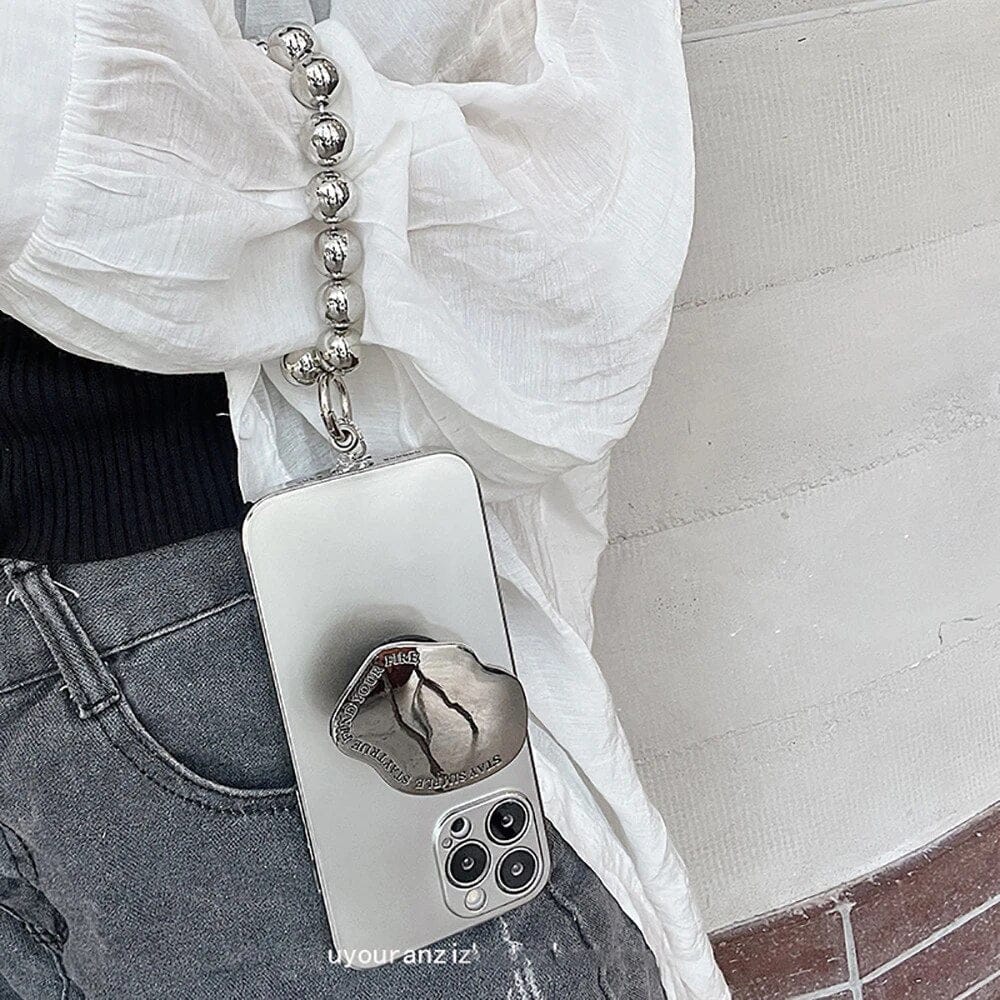 Silver Stone Matte Case With Charm
