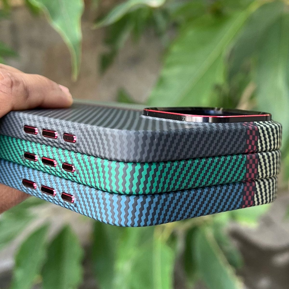 Real Aramid Carbon Fiber Three Color Kevilar Case