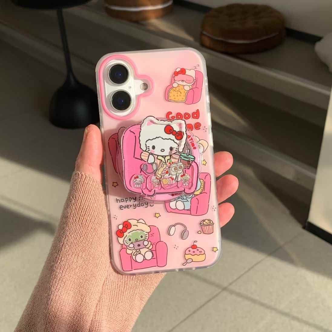 Kitty Sitting On Chair Silicon iPhone Case With Magsafe Holder