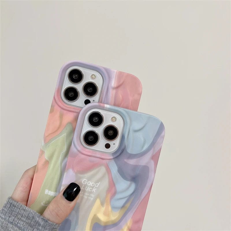 Rainbow Aesthetic Textured Positive iPhone Soft Silicone Case - Good Luck