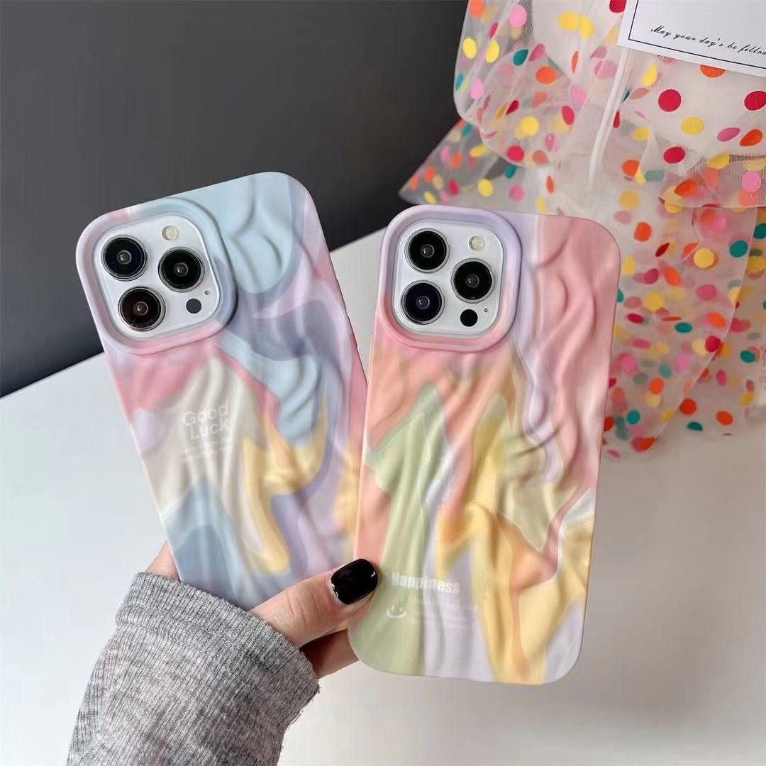 Rainbow Aesthetic Textured Positive iPhone Soft Silicone Case - Good Luck