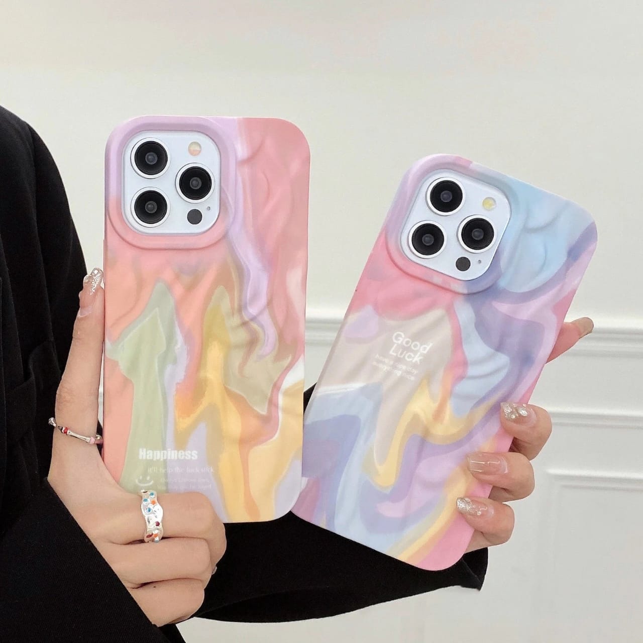 Rainbow Aesthetic Textured Positive iPhone Soft Silicone Case - Good Luck