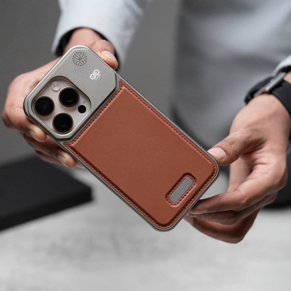 Leather Case With Titanium Frame Vegan Leather iPhone Case