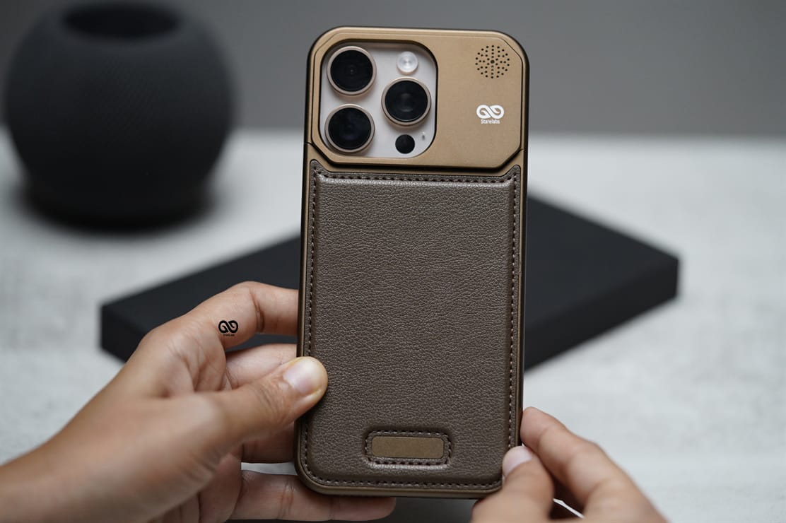 Leather Case With Titanium Frame Vegan Leather iPhone Case