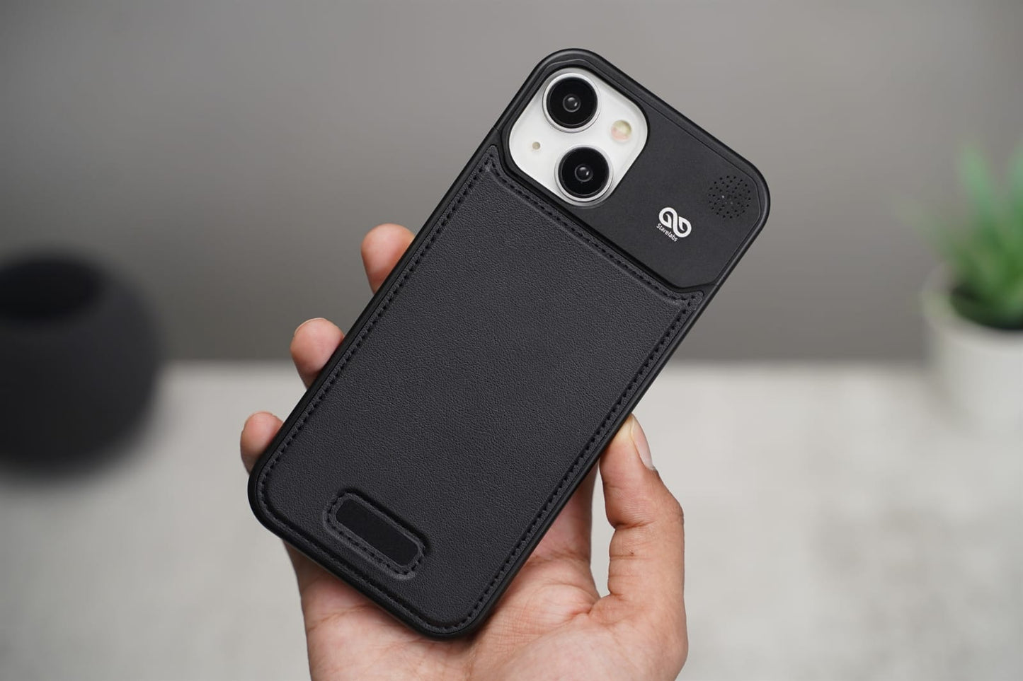Leather Case With Titanium Frame Vegan Leather iPhone Case