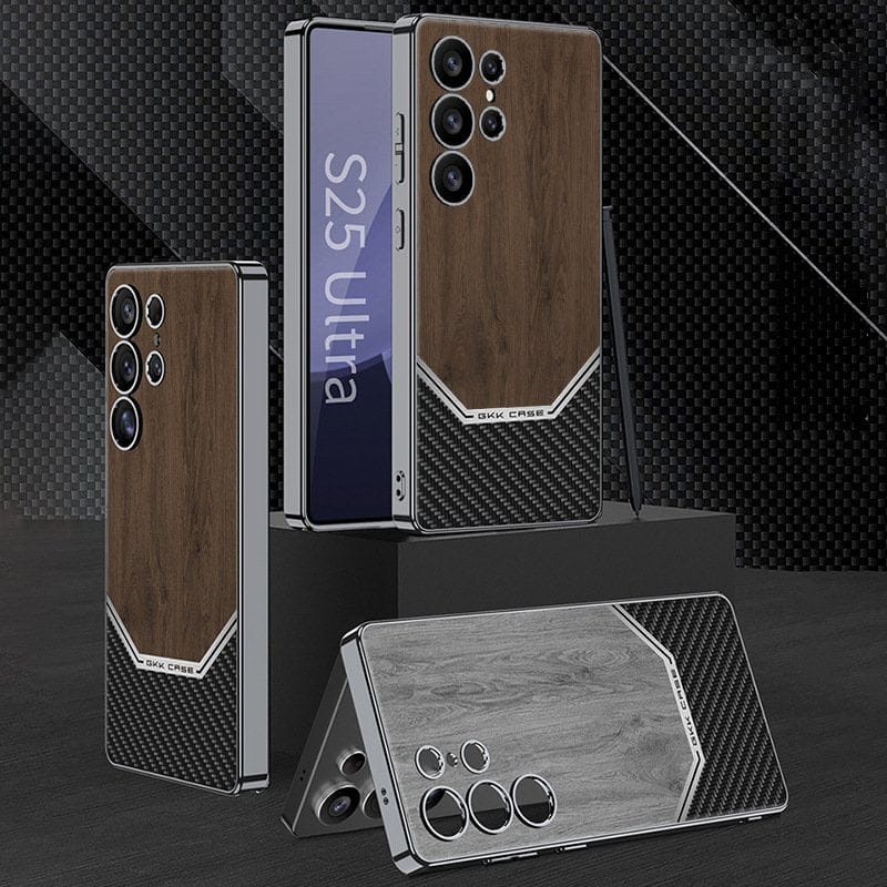Luxurious Leather Wood Grain Texture Case - Samsung