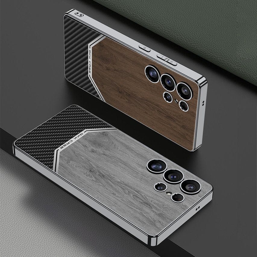 Luxurious Leather Wood Grain Texture Case - Samsung
