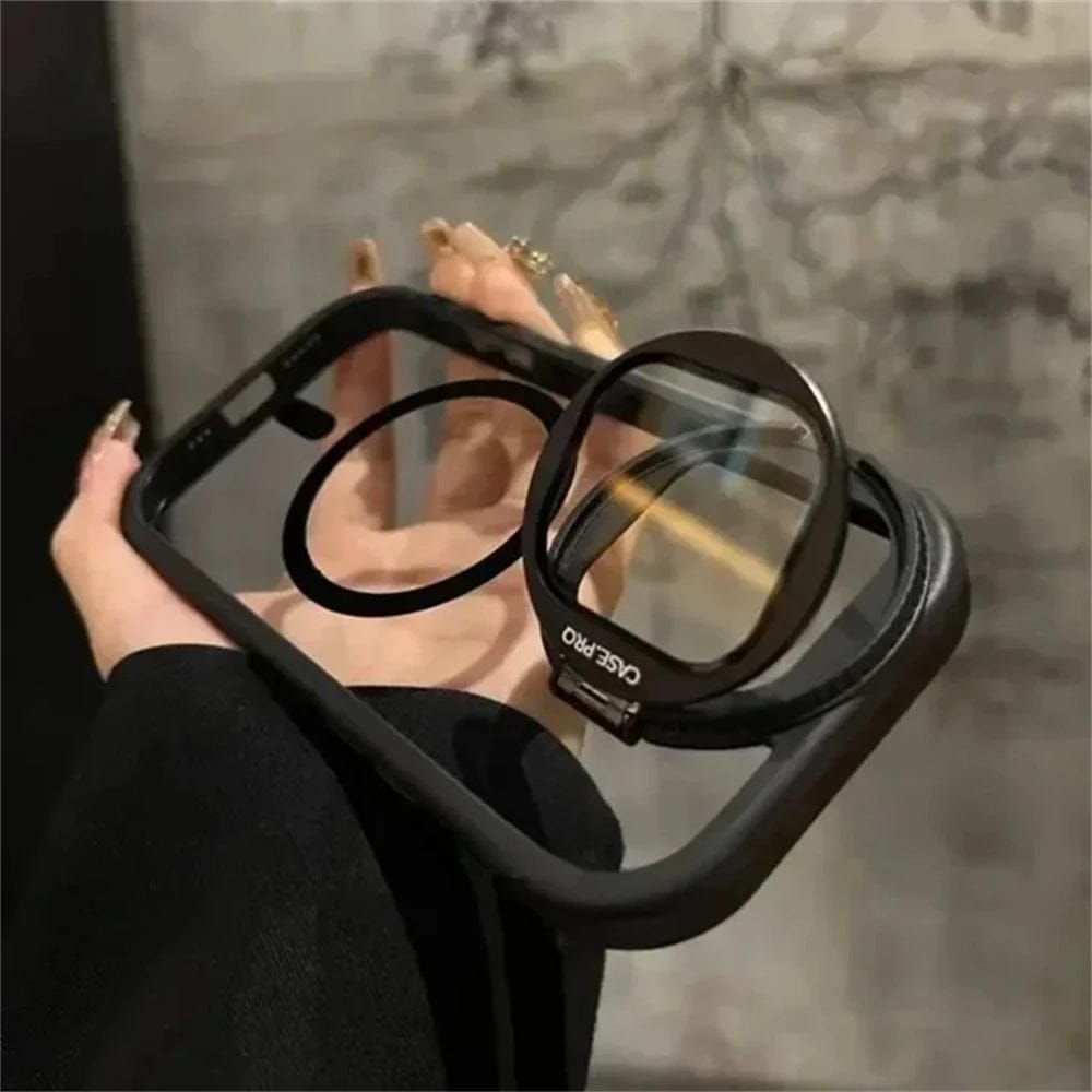 Magnetic Transparent Back Case Shockproof Hard PC Bumper Cover with Camera Lens Guard Kickstand