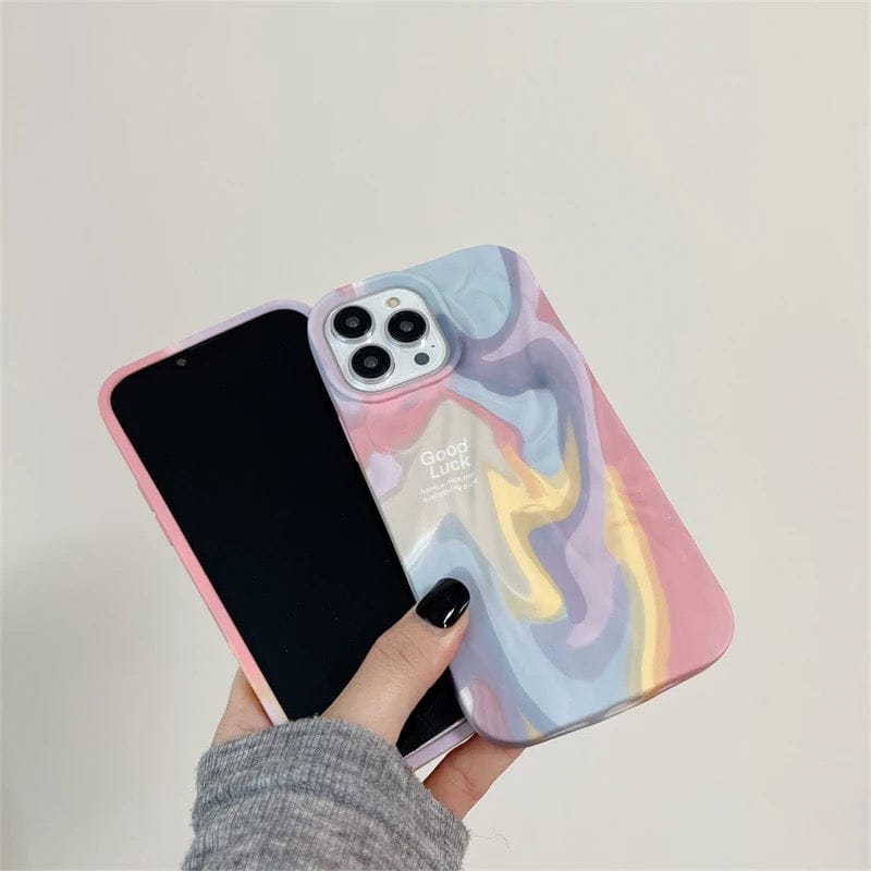 Rainbow Aesthetic Textured Positive iPhone Soft Silicone Case - Good Luck
