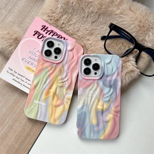 Rainbow Aesthetic Textured Positive iPhone Soft Silicone Case - Good Luck