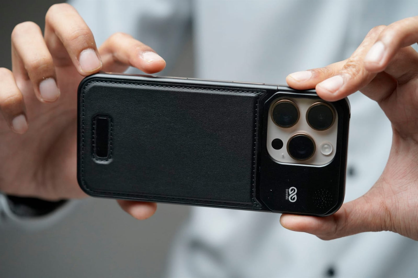 Leather Case With Titanium Frame Vegan Leather iPhone Case