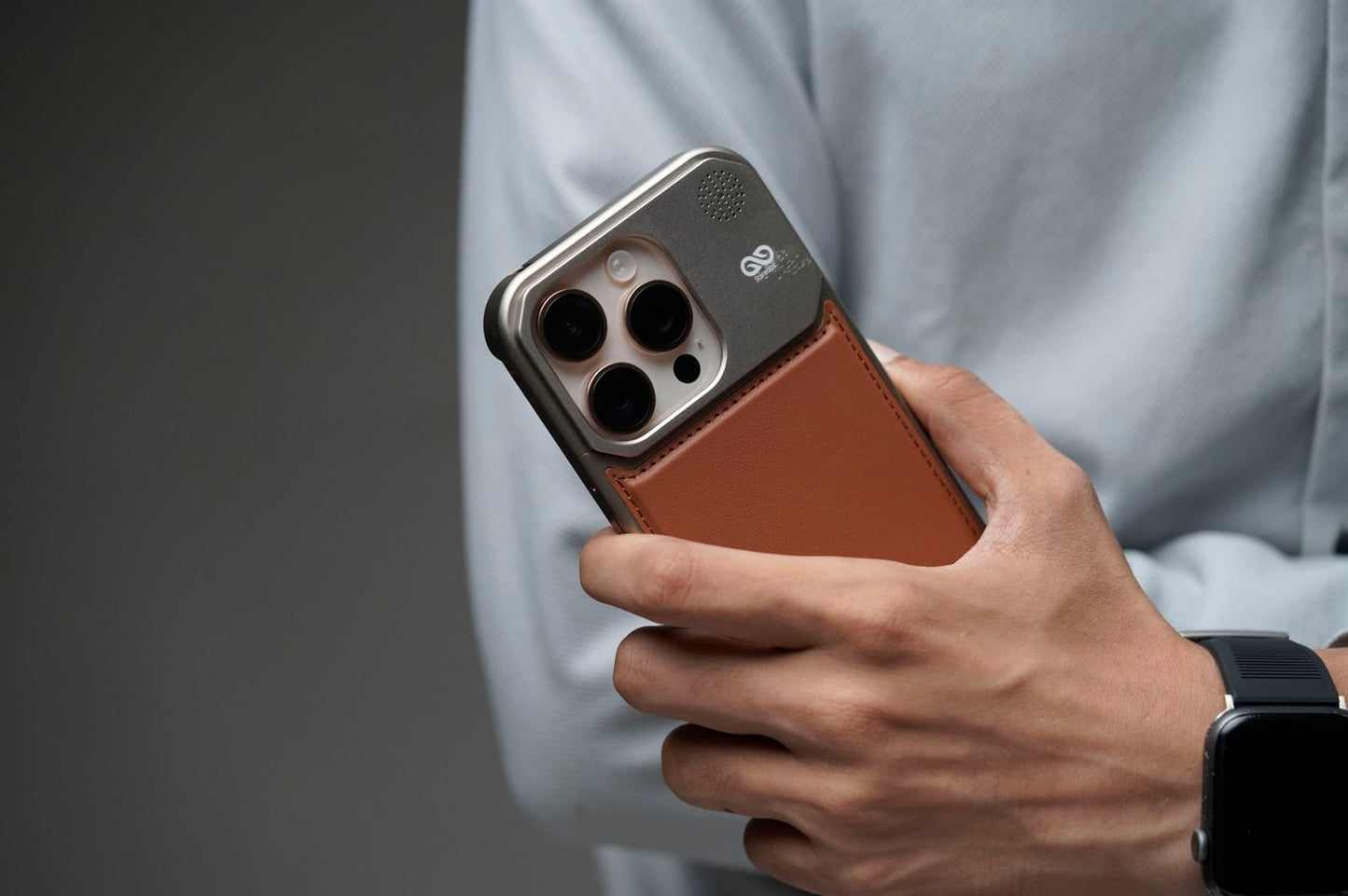 Leather Case With Titanium Frame Vegan Leather iPhone Case