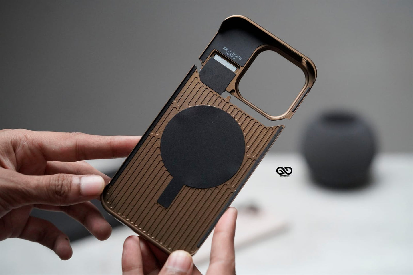 Leather Case With Titanium Frame Vegan Leather iPhone Case